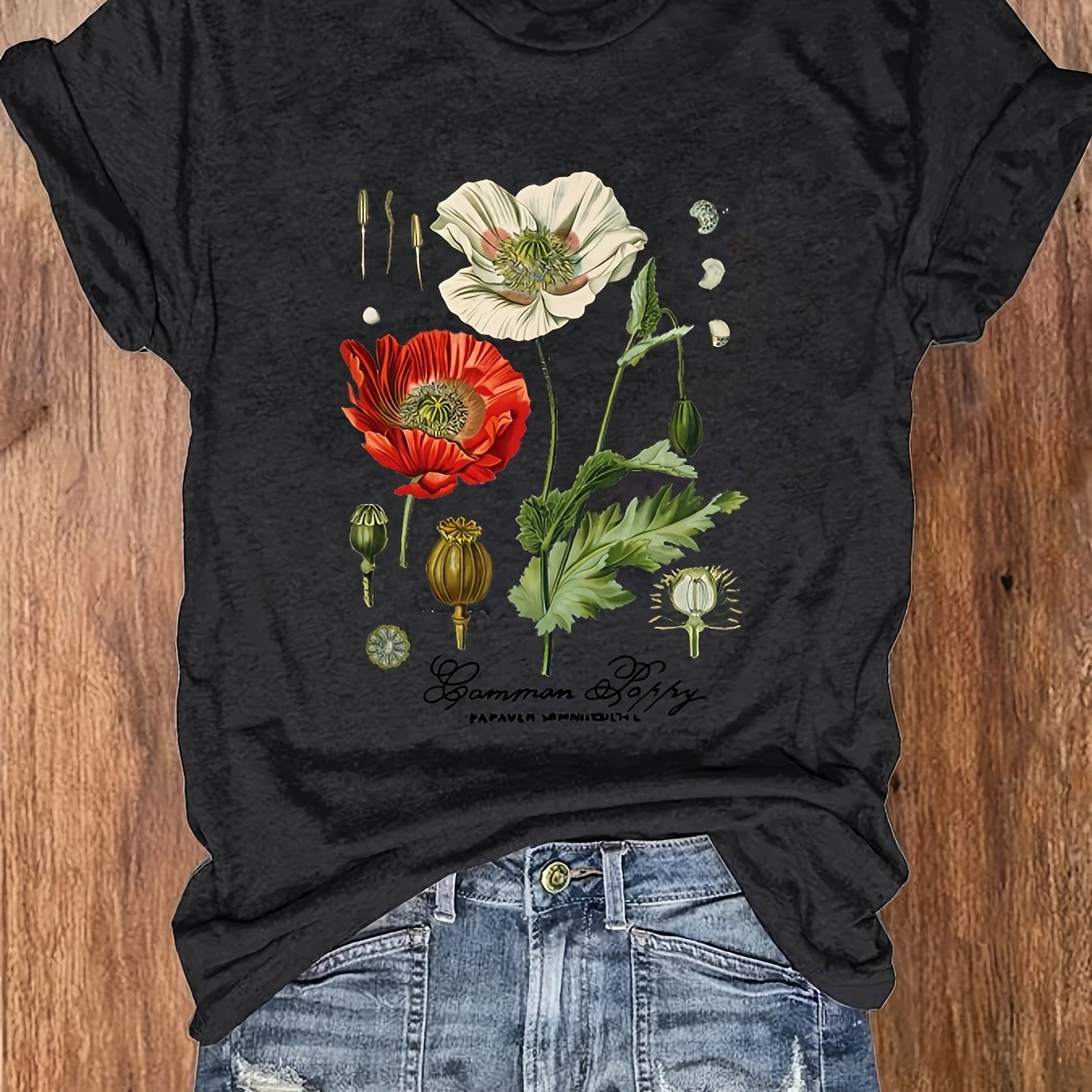Flirty Floral Print Womens T-Shirt