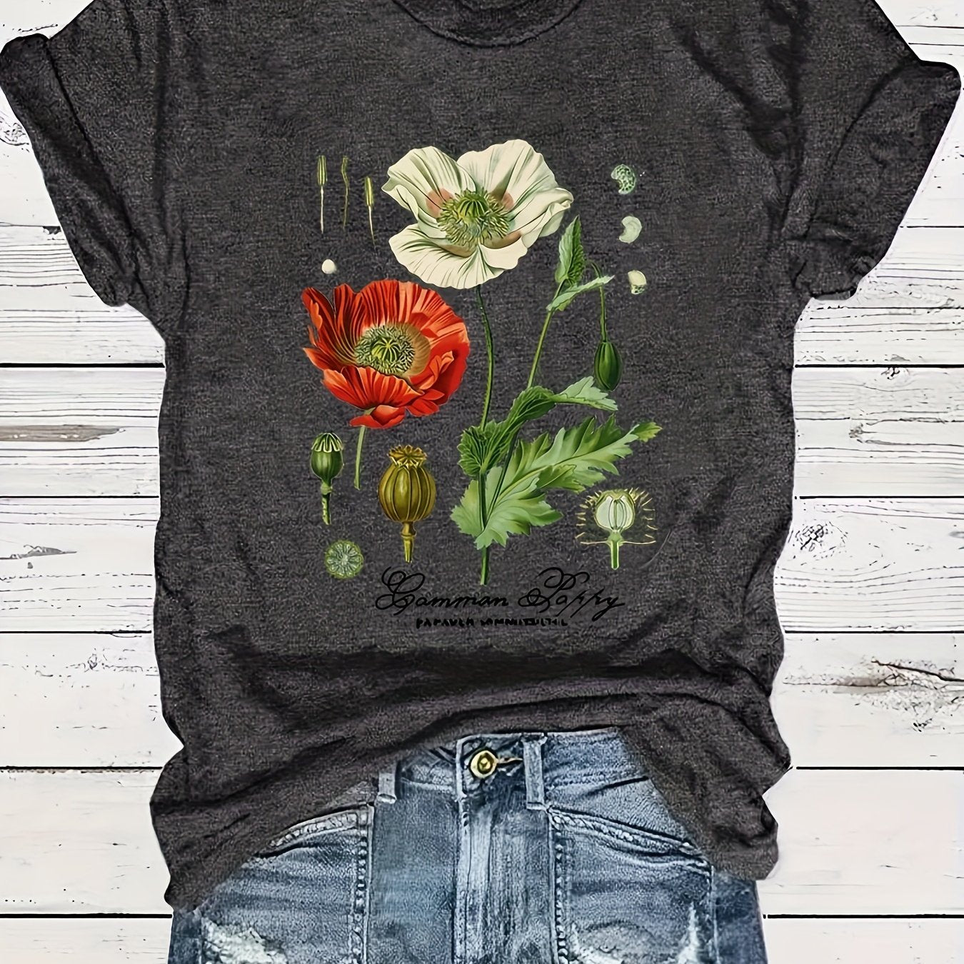 Flirty Floral Print Womens T-Shirt