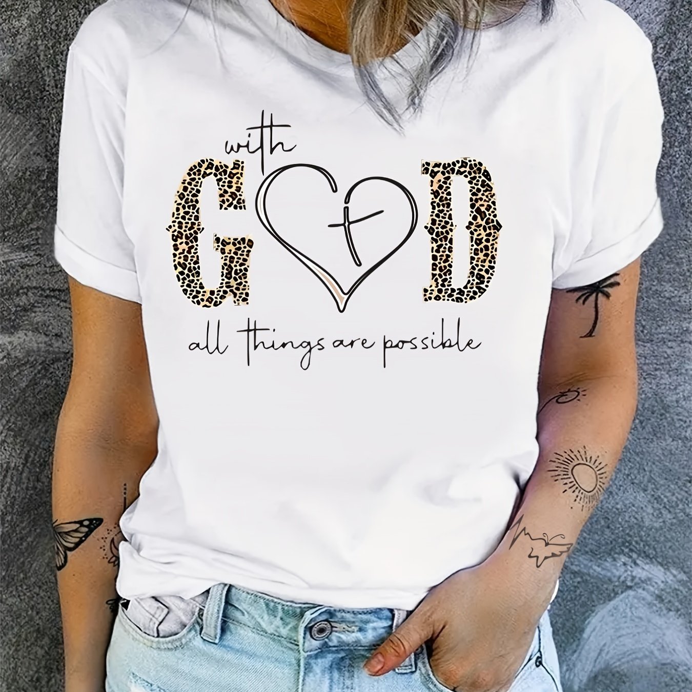 Fashionable God Print Womens T-Shirt