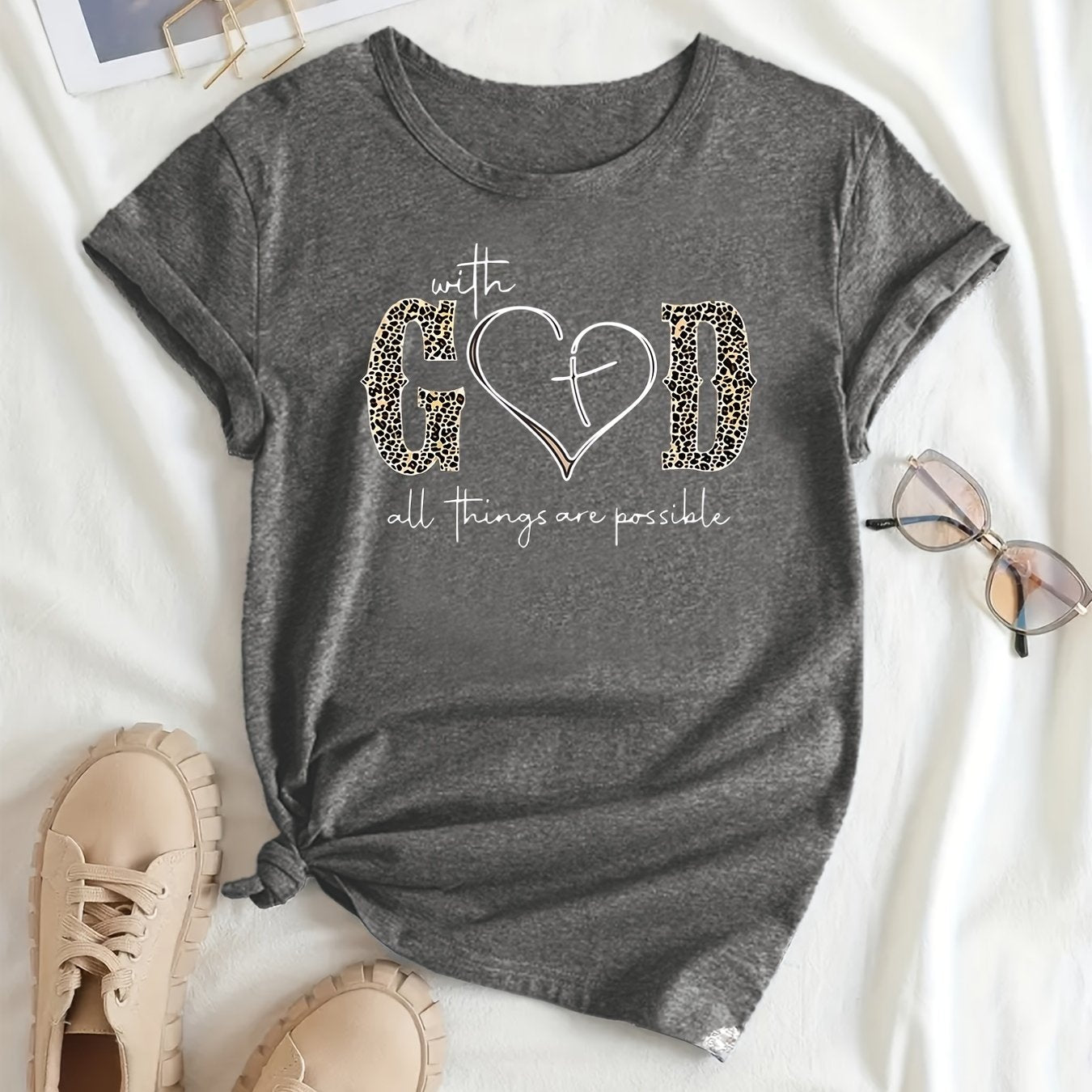 Fashionable God Print Womens T-Shirt