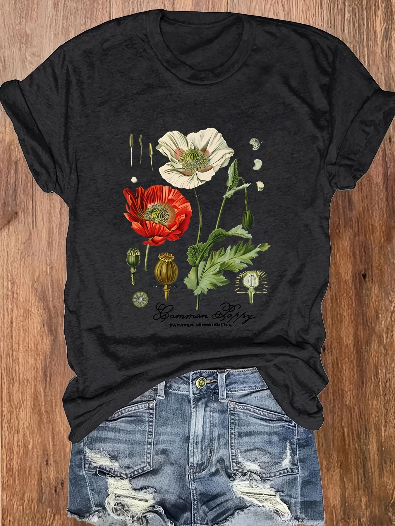 Flirty Floral Print Womens T-Shirt