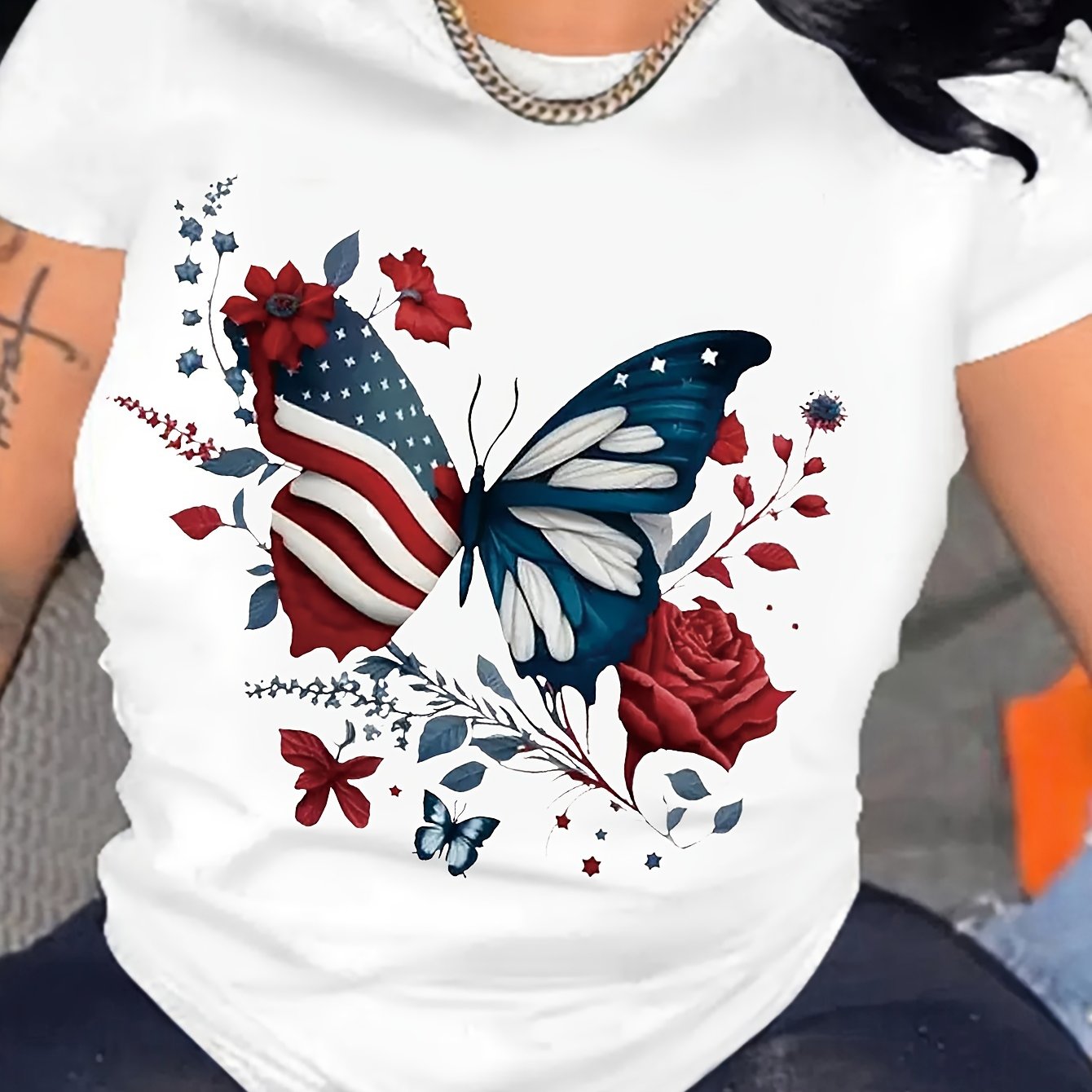 Fluttering Butterfly Print Womens T-Shirt