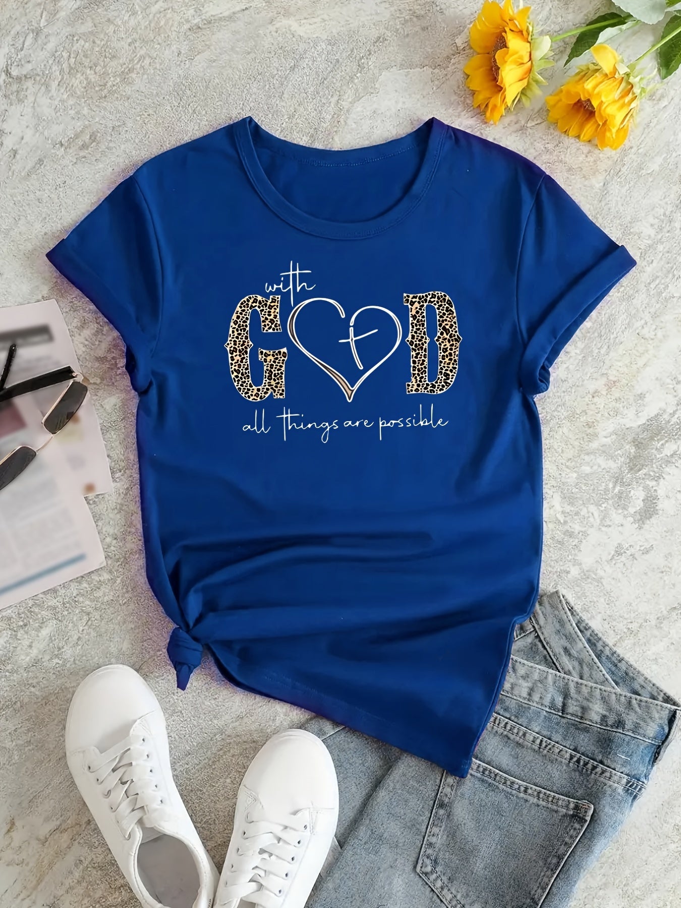 Fashionable God Print Womens T-Shirt