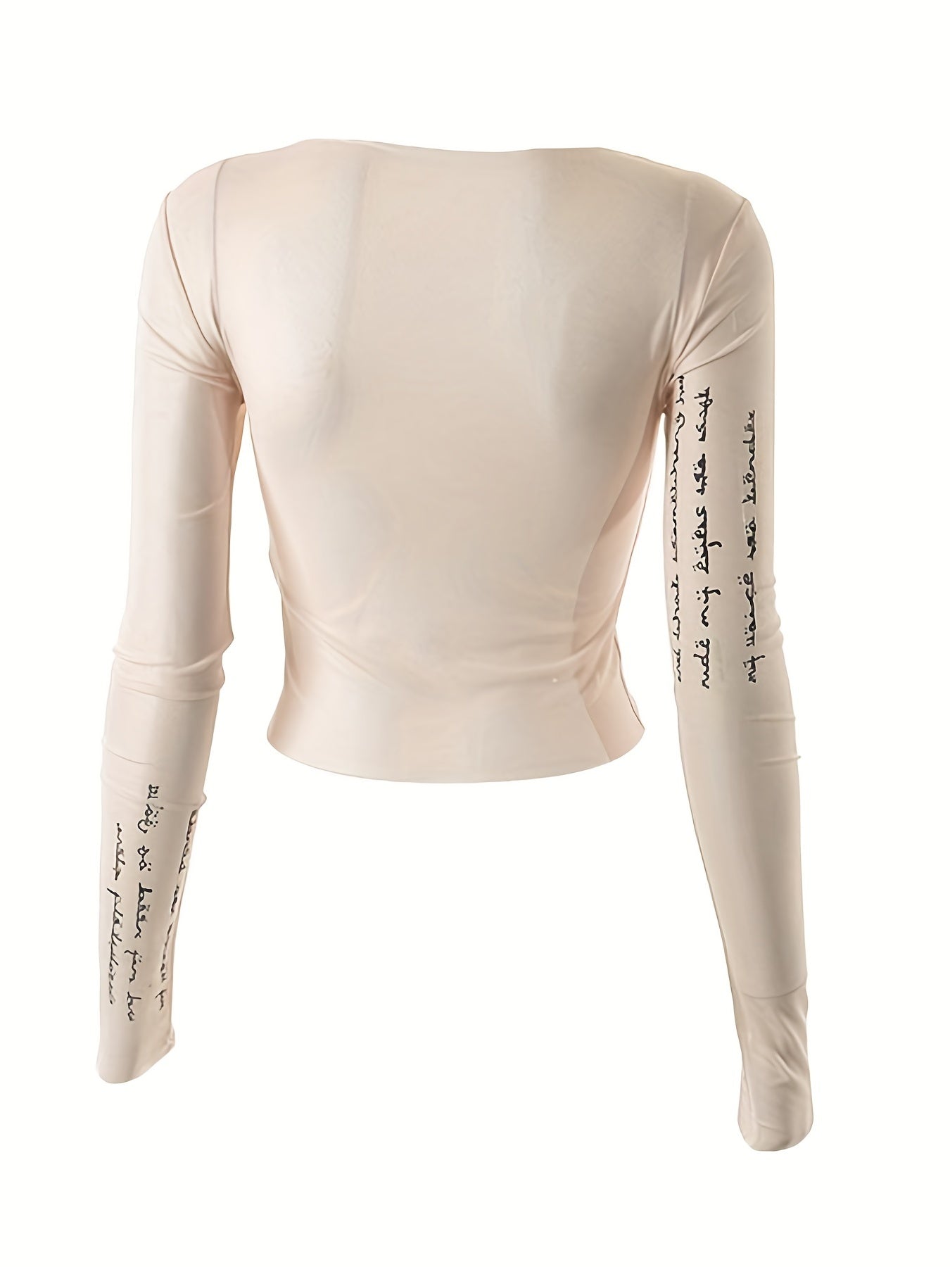 Trendy Letter Print Mesh Top