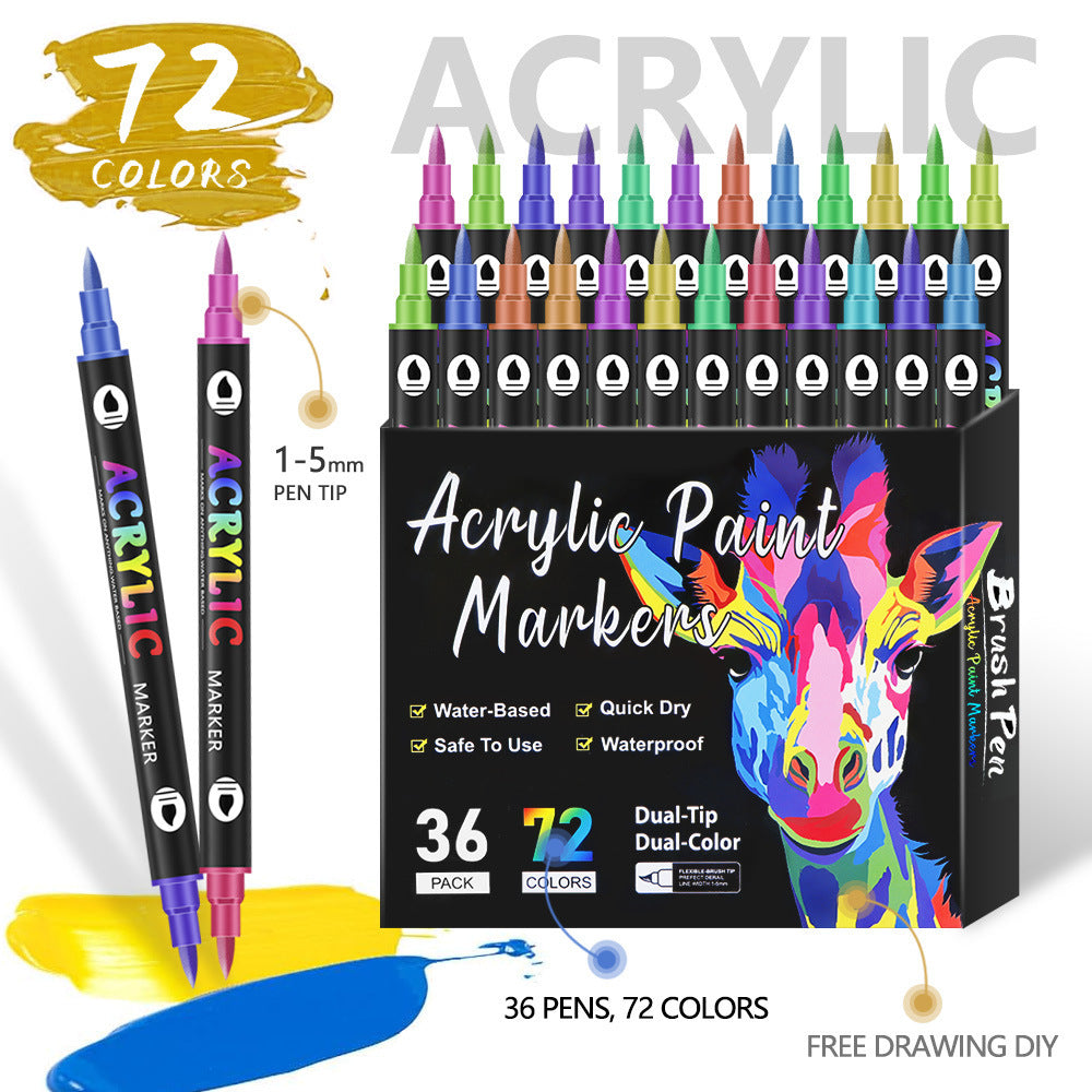 Washable Opaque Color Quick-drying Double-headed Acrylic Marker Pen