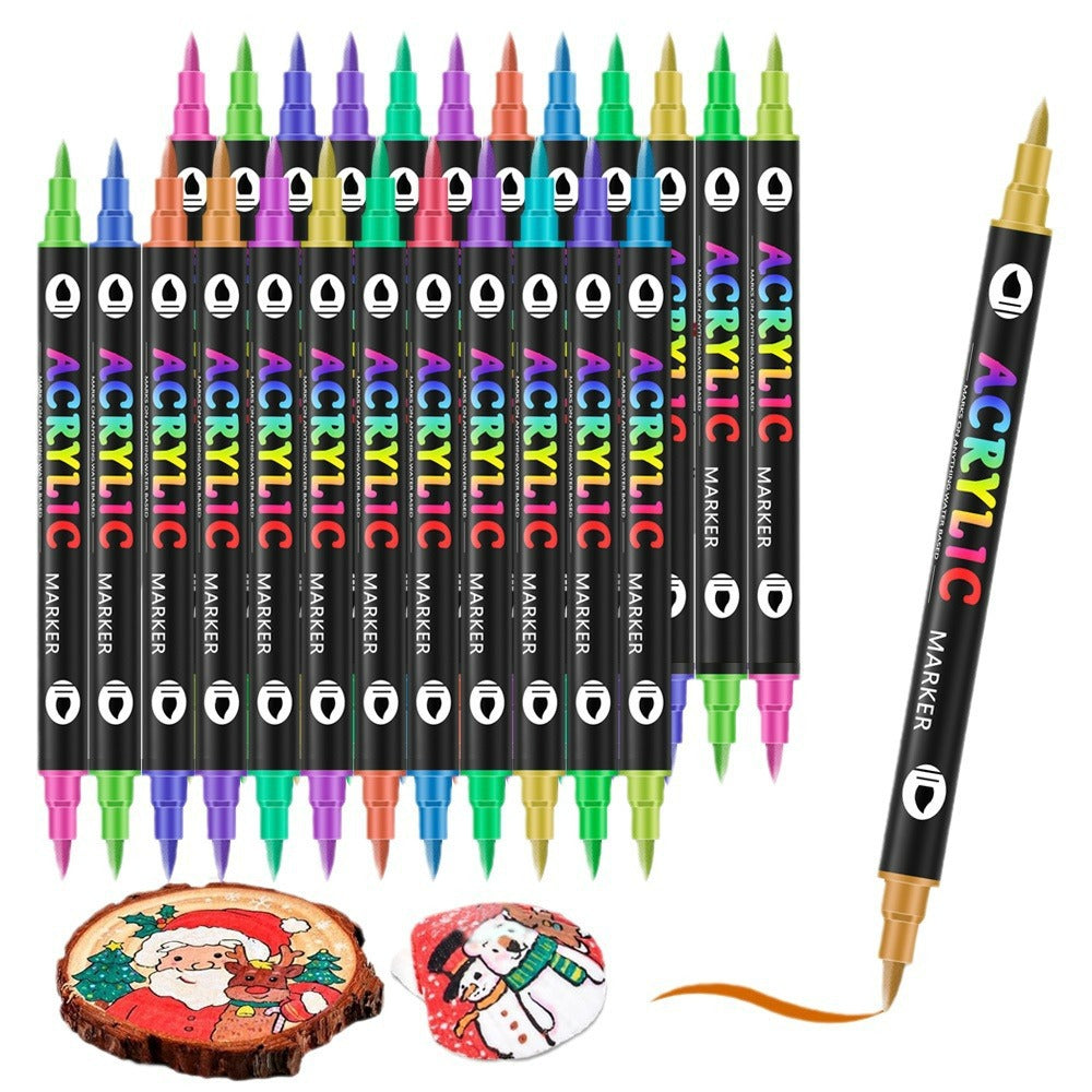 Washable Opaque Color Quick-drying Double-headed Acrylic Marker Pen