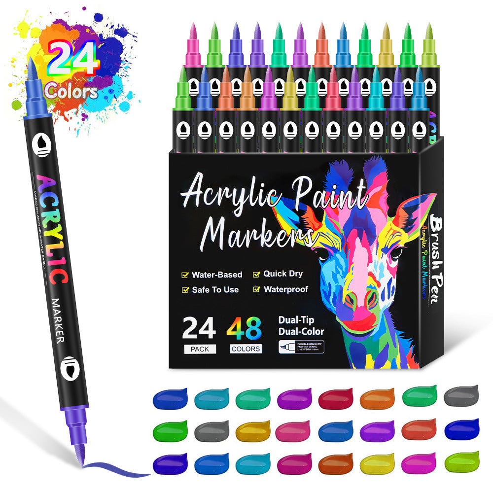 Washable Opaque Color Quick-drying Double-headed Acrylic Marker Pen