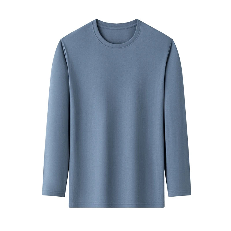 Men's Round Neck Cotton Long Sleeved T-shirt