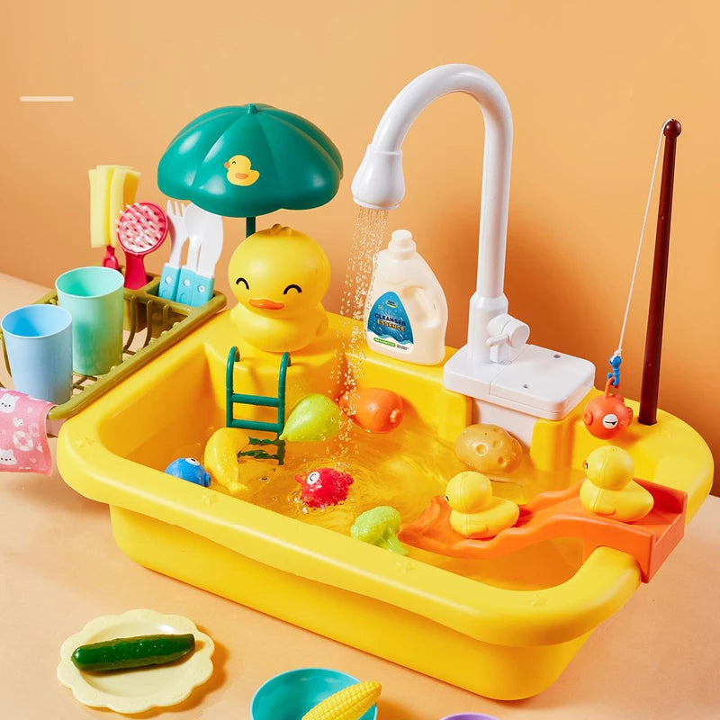 Kids Kitchen Sink Toys Electric Dishwasher
