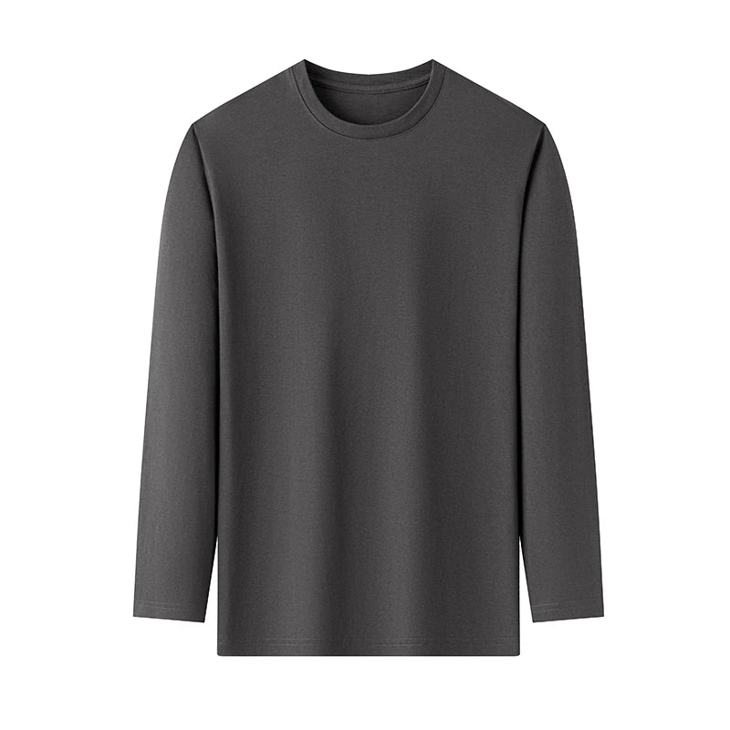 Men's Round Neck Cotton Long Sleeved T-shirt