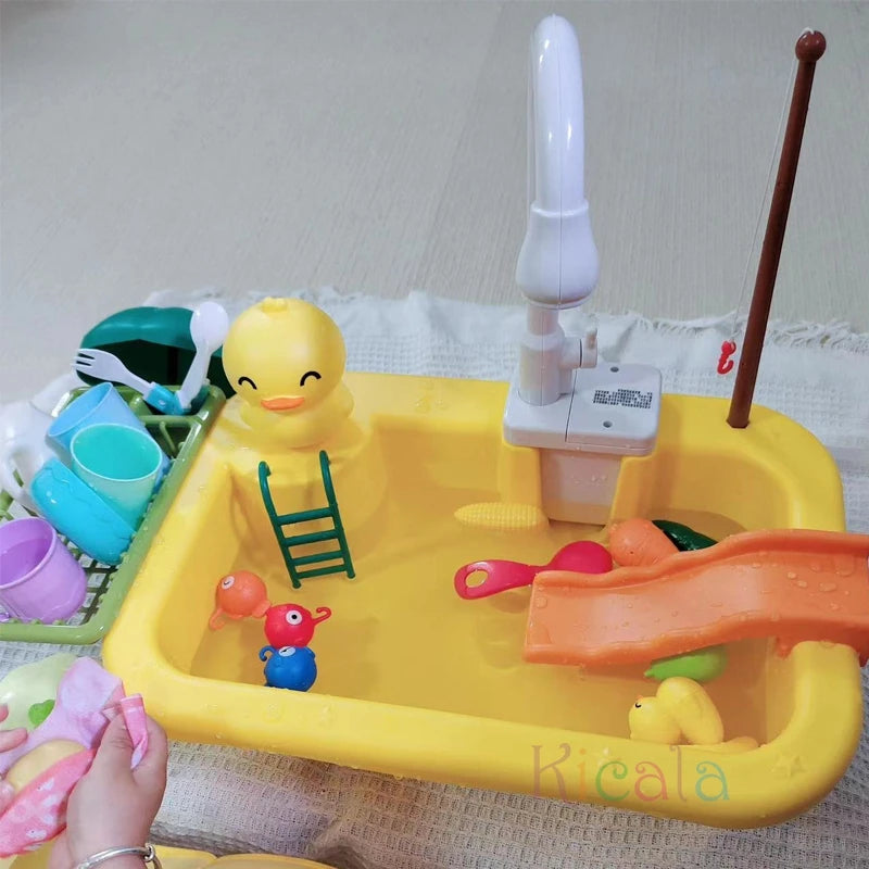 Kids Kitchen Sink Toys Electric Dishwasher