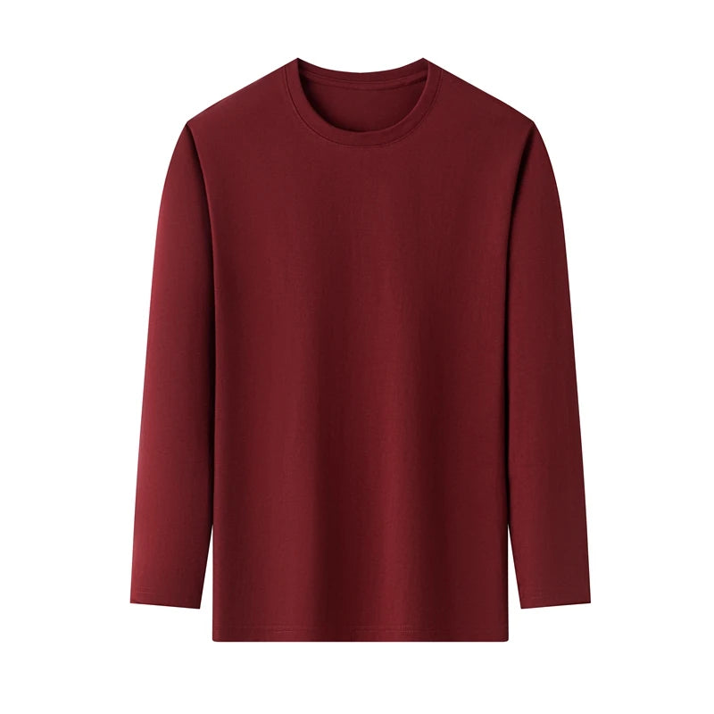Men's Round Neck Cotton Long Sleeved T-shirt