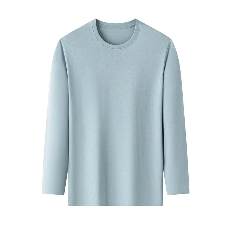 Men's Round Neck Cotton Long Sleeved T-shirt