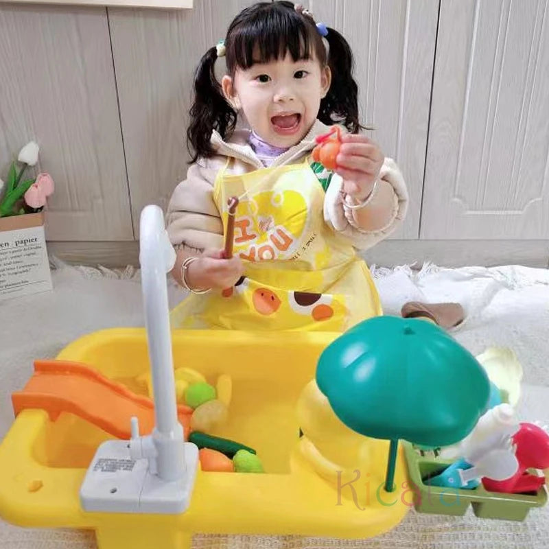 Kids Kitchen Sink Toys Electric Dishwasher