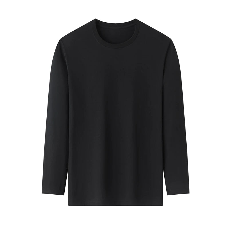 Men's Round Neck Cotton Long Sleeved T-shirt