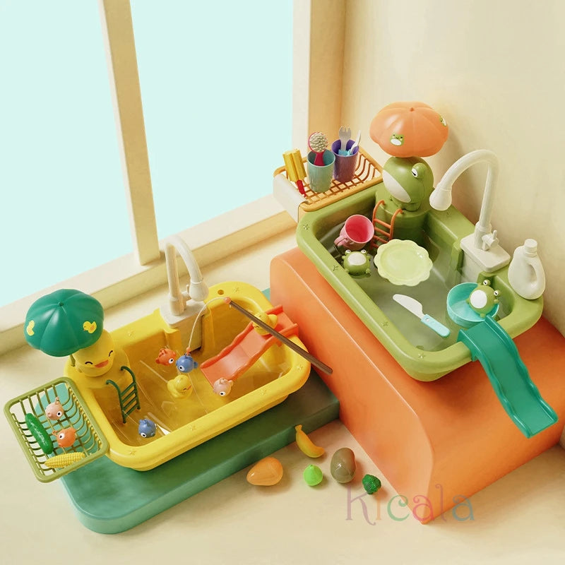 Kids Kitchen Sink Toys Electric Dishwasher