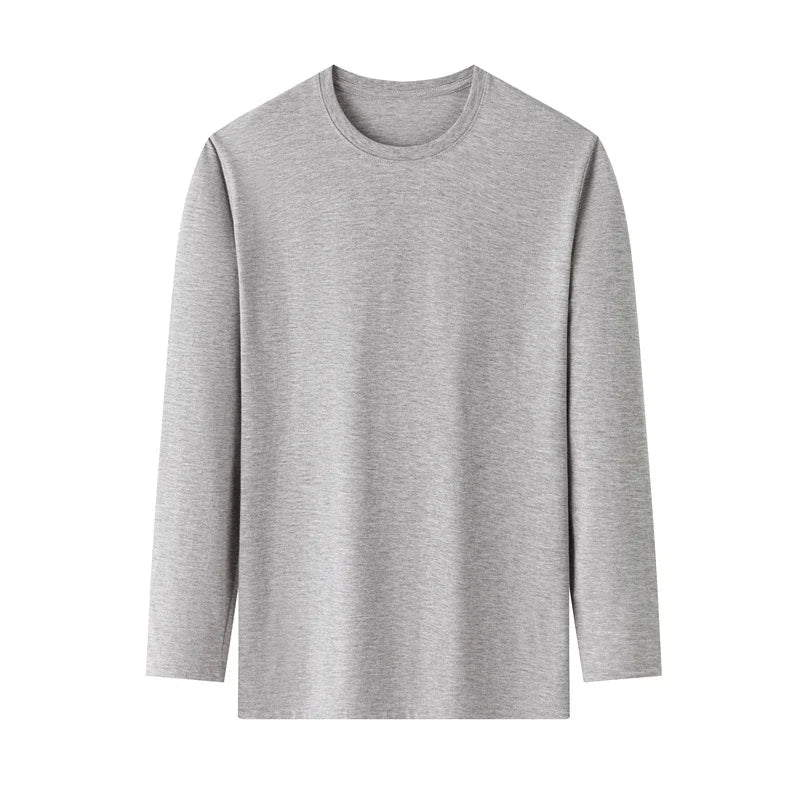 Men's Round Neck Cotton Long Sleeved T-shirt