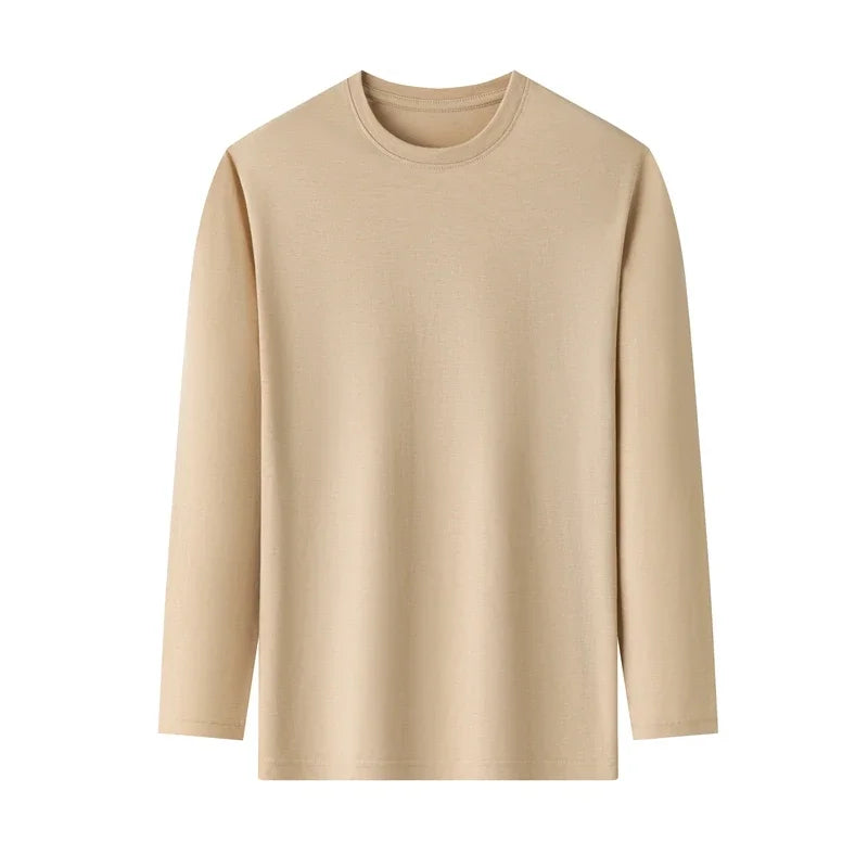 Men's Round Neck Cotton Long Sleeved T-shirt