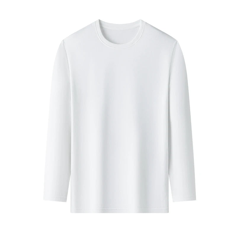 Men's Round Neck Cotton Long Sleeved T-shirt