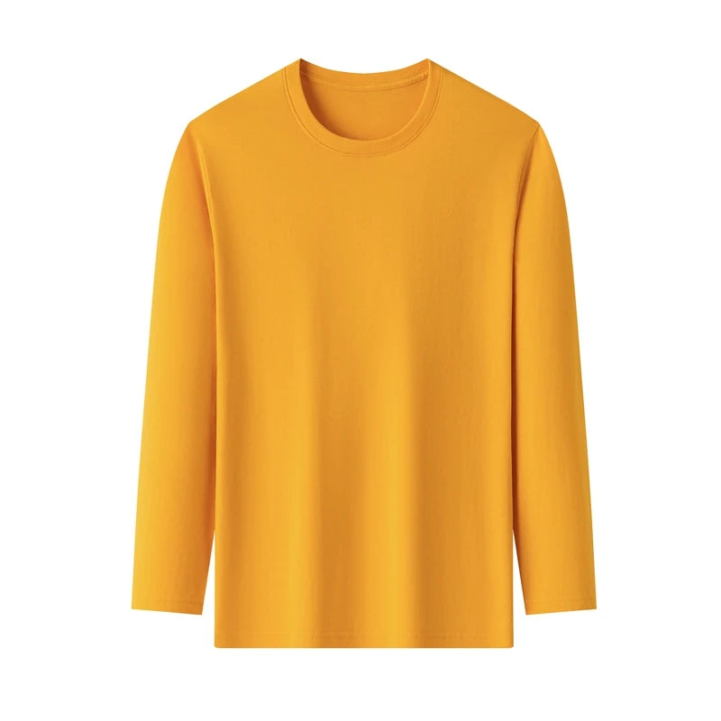 Men's Round Neck Cotton Long Sleeved T-shirt