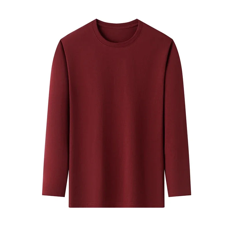 Men's Round Neck Cotton Long Sleeved T-shirt