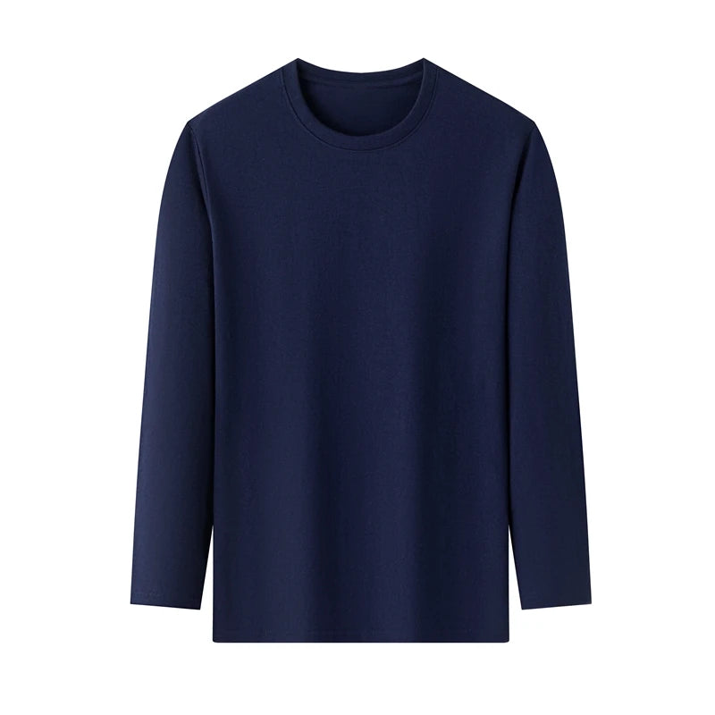 Men's Round Neck Cotton Long Sleeved T-shirt