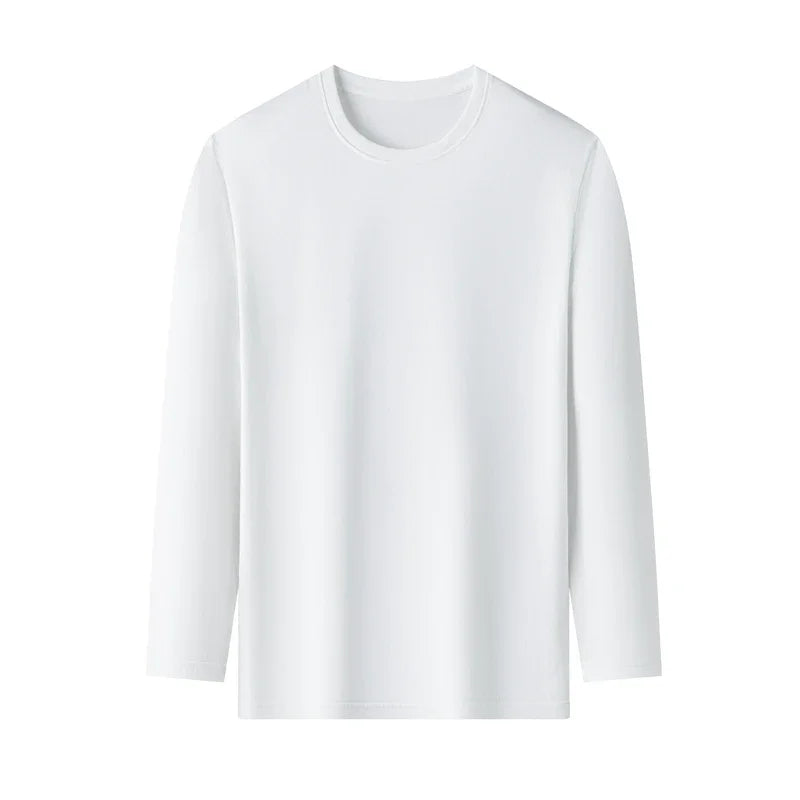 Men's Round Neck Cotton Long Sleeved T-shirt