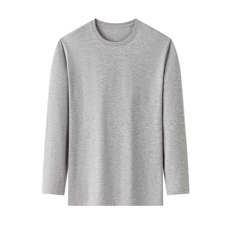 Men's Round Neck Cotton Long Sleeved T-shirt