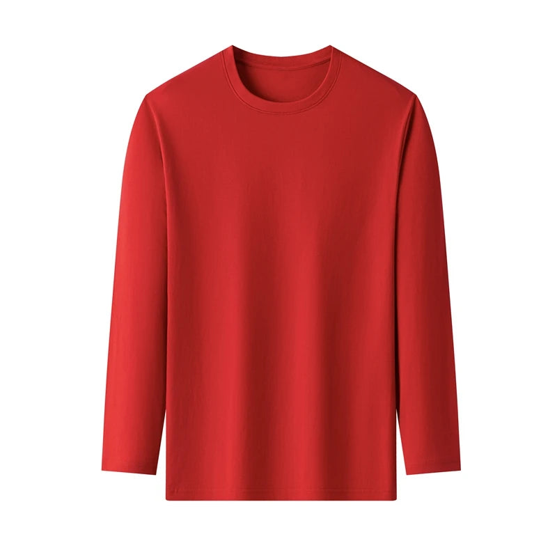 Men's Round Neck Cotton Long Sleeved T-shirt