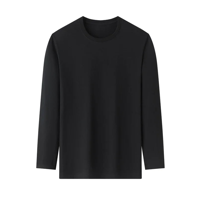 Men's Round Neck Cotton Long Sleeved T-shirt