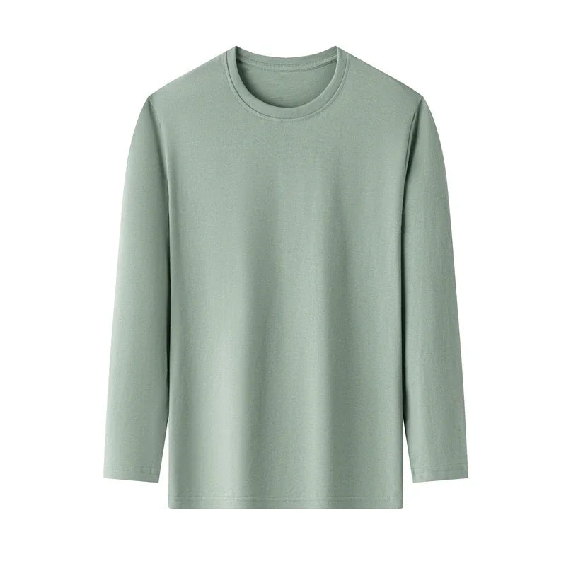 Men's Round Neck Cotton Long Sleeved T-shirt