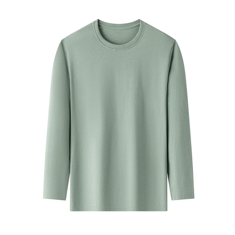 Men's Round Neck Cotton Long Sleeved T-shirt