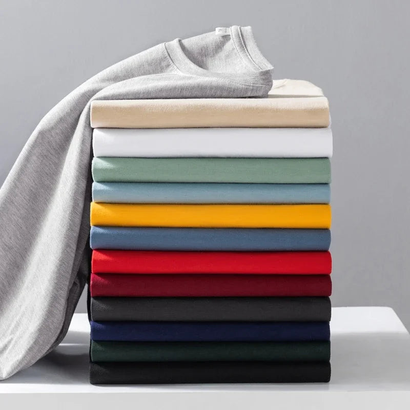Men's Round Neck Cotton Long Sleeved T-shirt