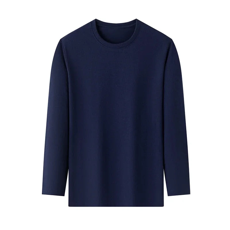 Men's Round Neck Cotton Long Sleeved T-shirt