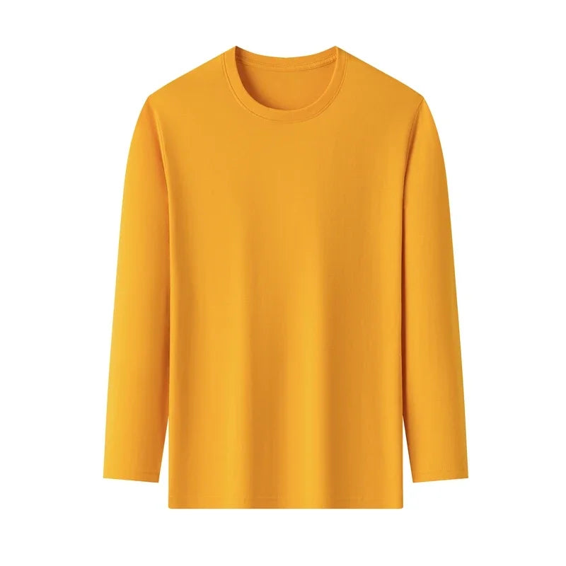 Men's Round Neck Cotton Long Sleeved T-shirt