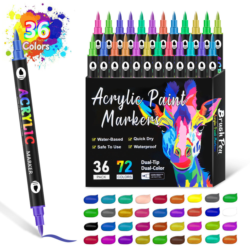 Washable Opaque Color Quick-drying Double-headed Acrylic Marker Pen