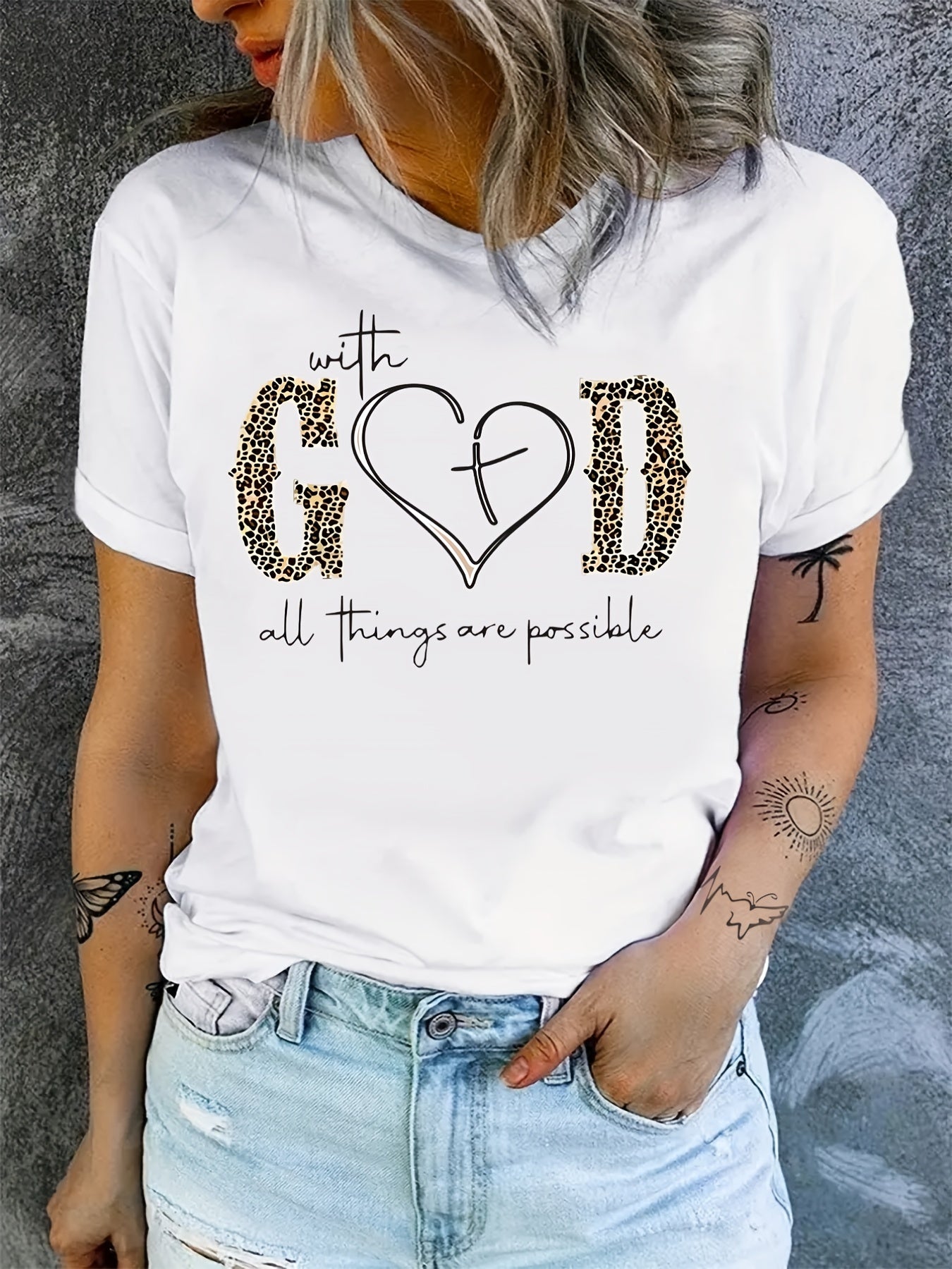 Fashionable God Print Womens T-Shirt