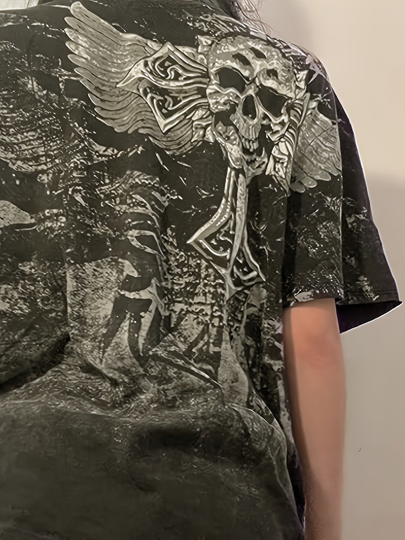 Retro Y2K Skull Print Womens T-Shirt