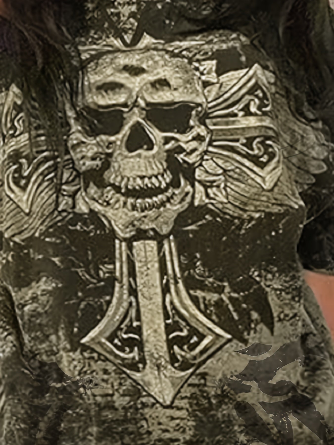 Retro Y2K Skull Print Womens T-Shirt