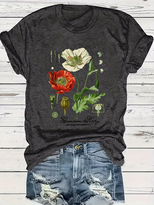 Flirty Floral Print Womens T-Shirt
