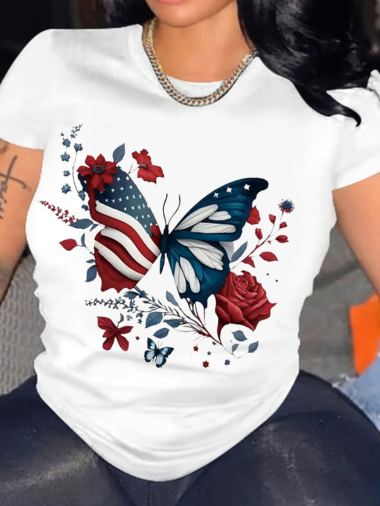 Fluttering Butterfly Print Womens T-Shirt