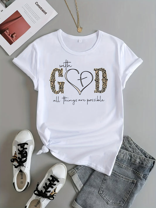 Fashionable God Print Womens T-Shirt