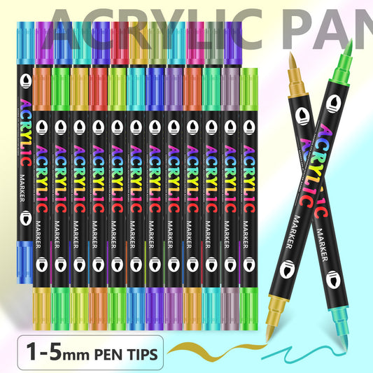 Washable Opaque Color Quick-drying Double-headed Acrylic Marker Pen