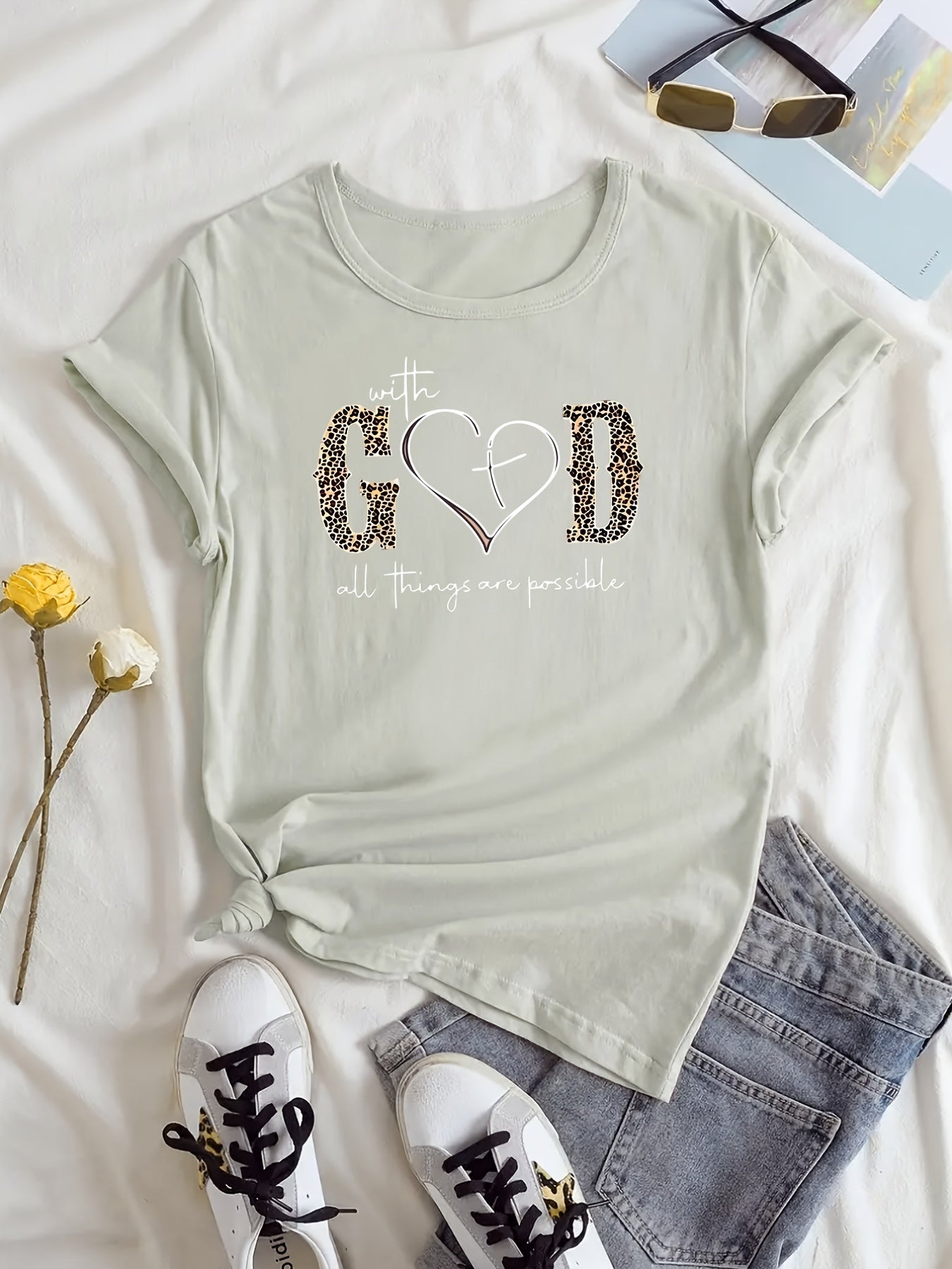 Fashionable God Print Womens T-Shirt